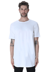 Male Longline Curved TShirt White