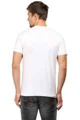 Male V-Neck Half Sleeve Naruto Printed T-Shirt in White
