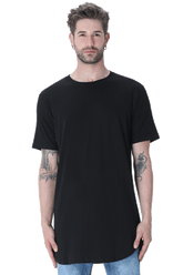 Male Longline Curved T-Shirt Black