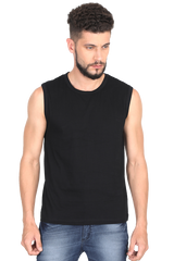 Male Round Neck Sleeveless Black