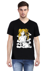 Naruto Print Male Vneck Half Sleeve Black