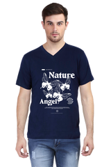 Male V-Neck Half Sleeve T-Shirt in Navy Blue