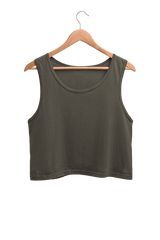 Female Crop Tank in Olive Green