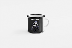 Durable Enamel Mug – 11 Oz, Stylish Black Rim
