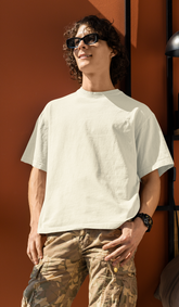 Unisex Off White Oversized T-Shirt – 100% Cotton | 240 GSM | Heavyweight Streetwear Fit