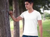 Male Vneck Half Sleeve White