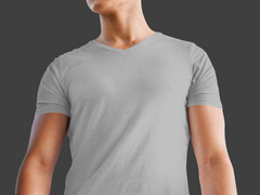 Male Vneck Half Sleeve Grey Melange