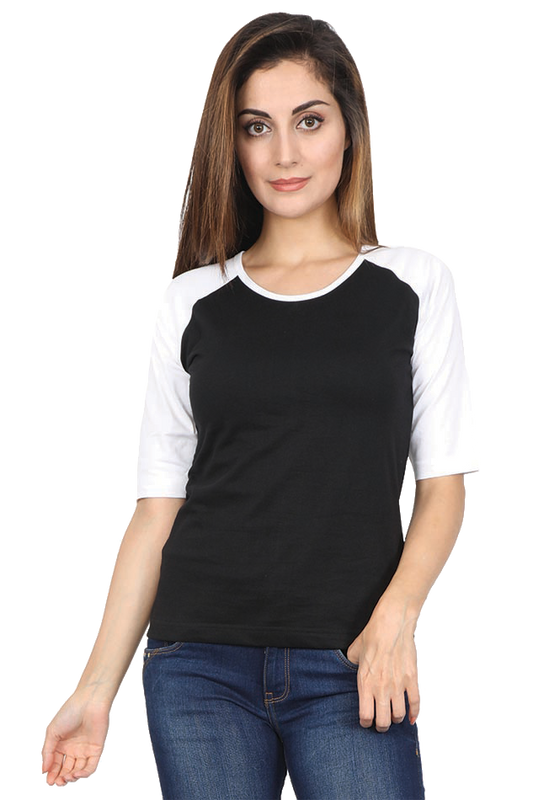 Female Raglan Full Sleeve White and Black