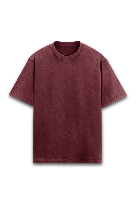 Maroon Acid Wash Oversized Tee – Classic Edition