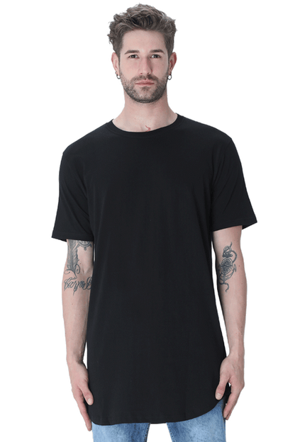 Male Longline Curved T-Shirt Black