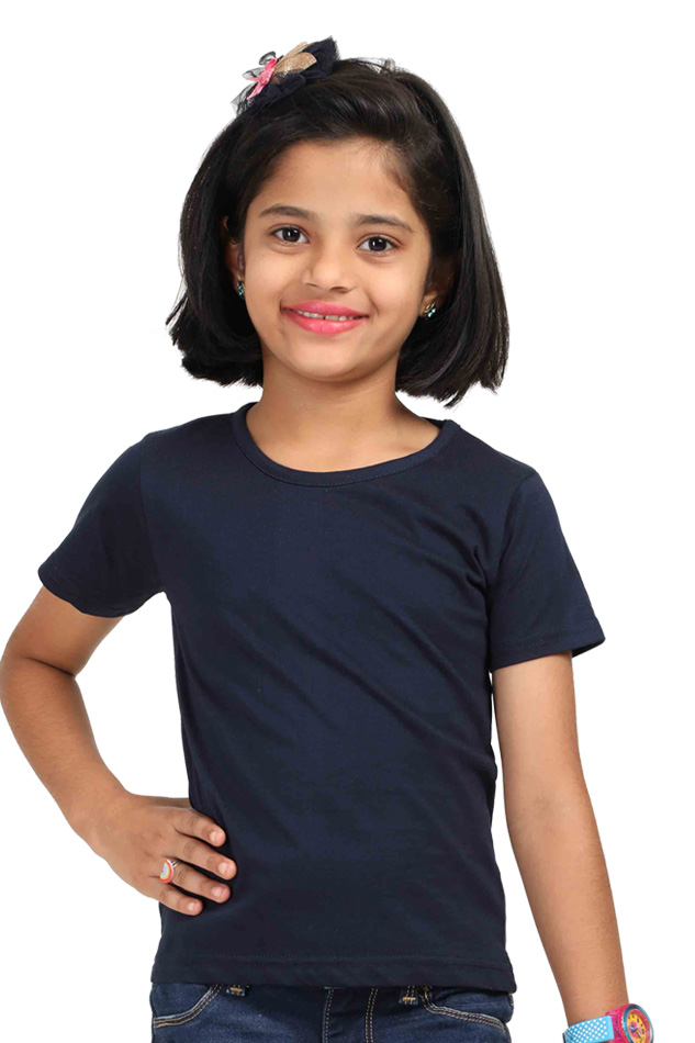 Girl Round Neck Half Sleeve Classic Navy Blue