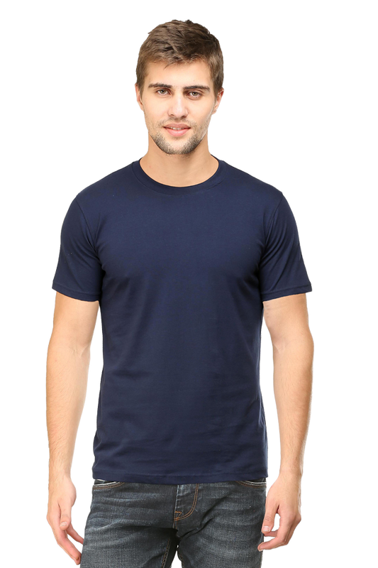 Male Round Neck Half Sleeve Classic Navy Blue