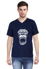 Male Vneck Half Sleeve Navy Blue
