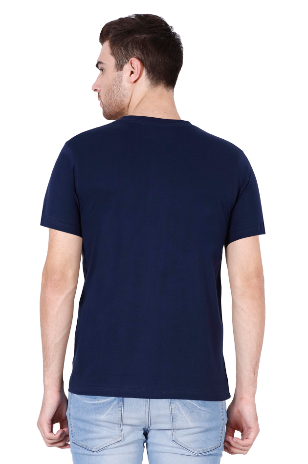 Male V-Neck Half Sleeve Naruto Printed T-Shirt in Navy Blue