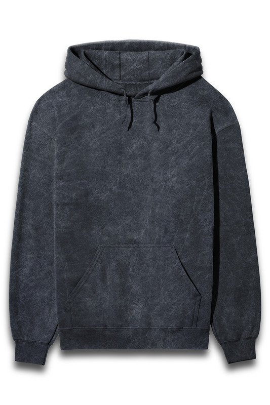 Unisex Acid Wash Hooded Sweatshirt Navy Blue