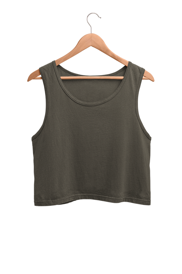 Female Crop Tank in Olive Green