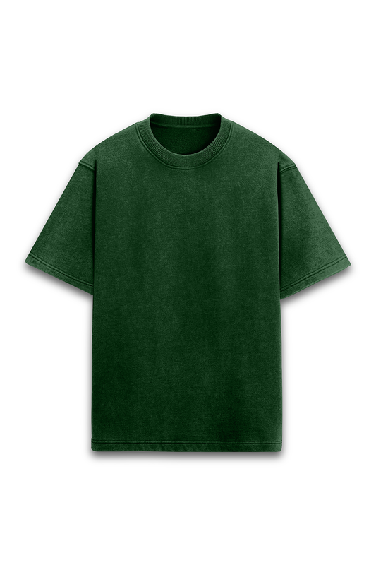 Bottle Green Acid Wash Oversized Tee – Classic Edition