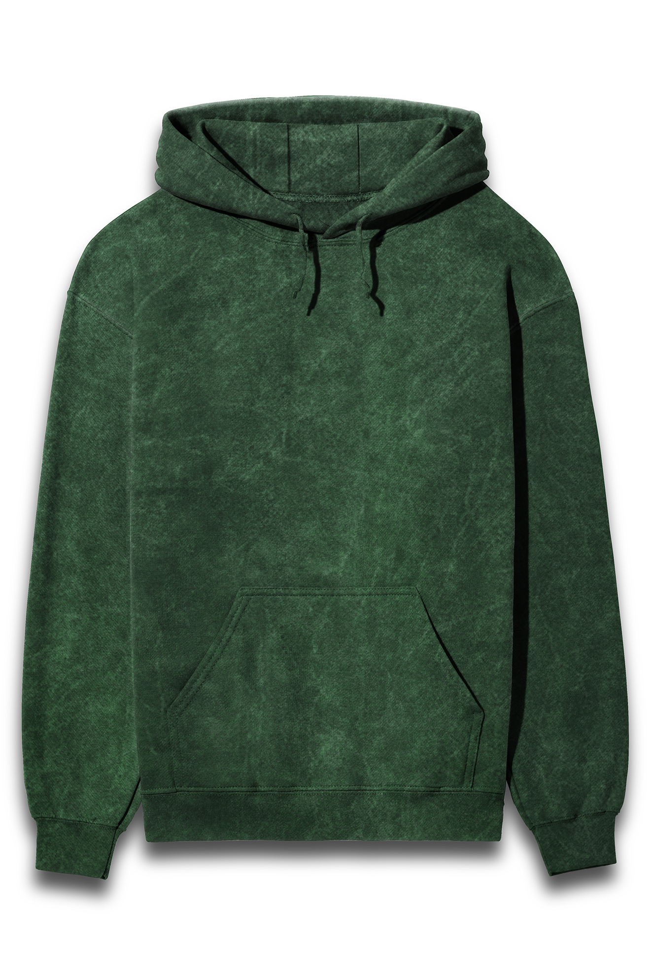 Unisex Acid Wash Hooded Sweatshirt Bottle Green