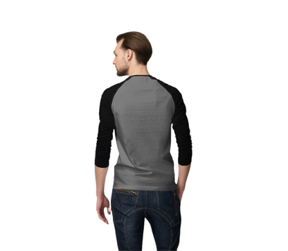 Male Raglan Full Sleeve Black Charcoal Melange