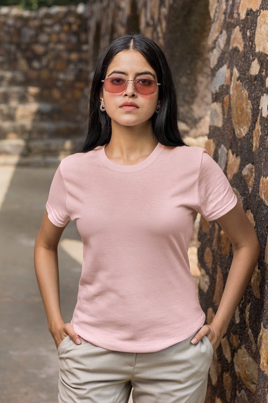 Premium Half Sleeve T-shirt in  Light Baby Pink