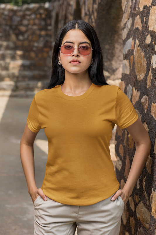 Premium Half Sleeve T-shirt in Mustard Yellow