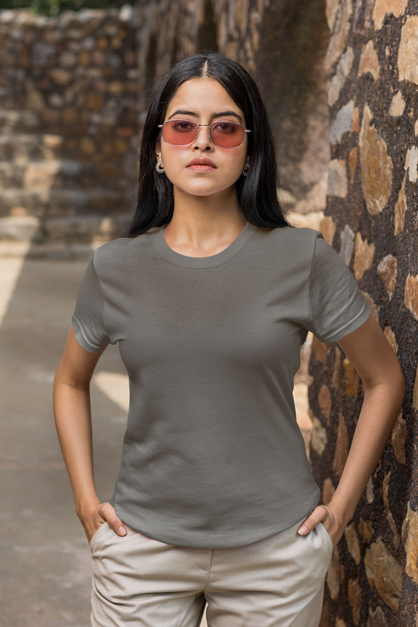 Premium Half Sleeve T-shirt in Charcoal Melange