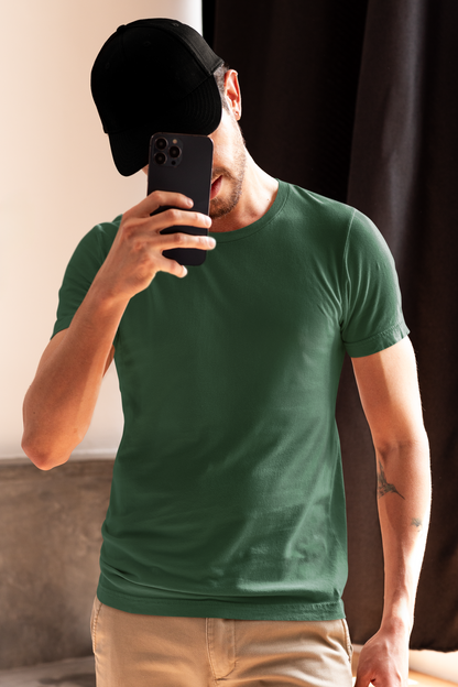 Premium Half Sleeve T-Shirt in Bottle Green