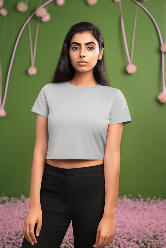 Female Crop Top Grey Melange