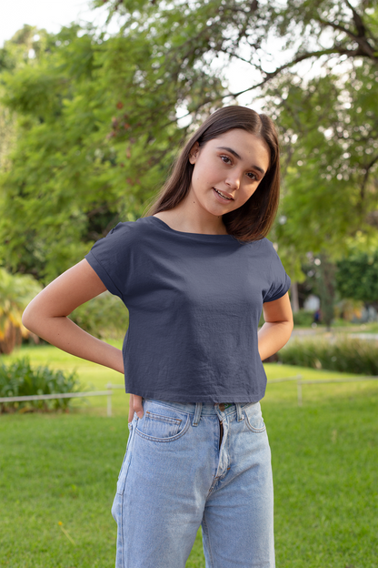 Female Crop Top Navy Blue