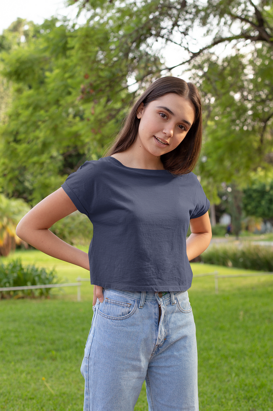 Female Crop Top Navy Blue