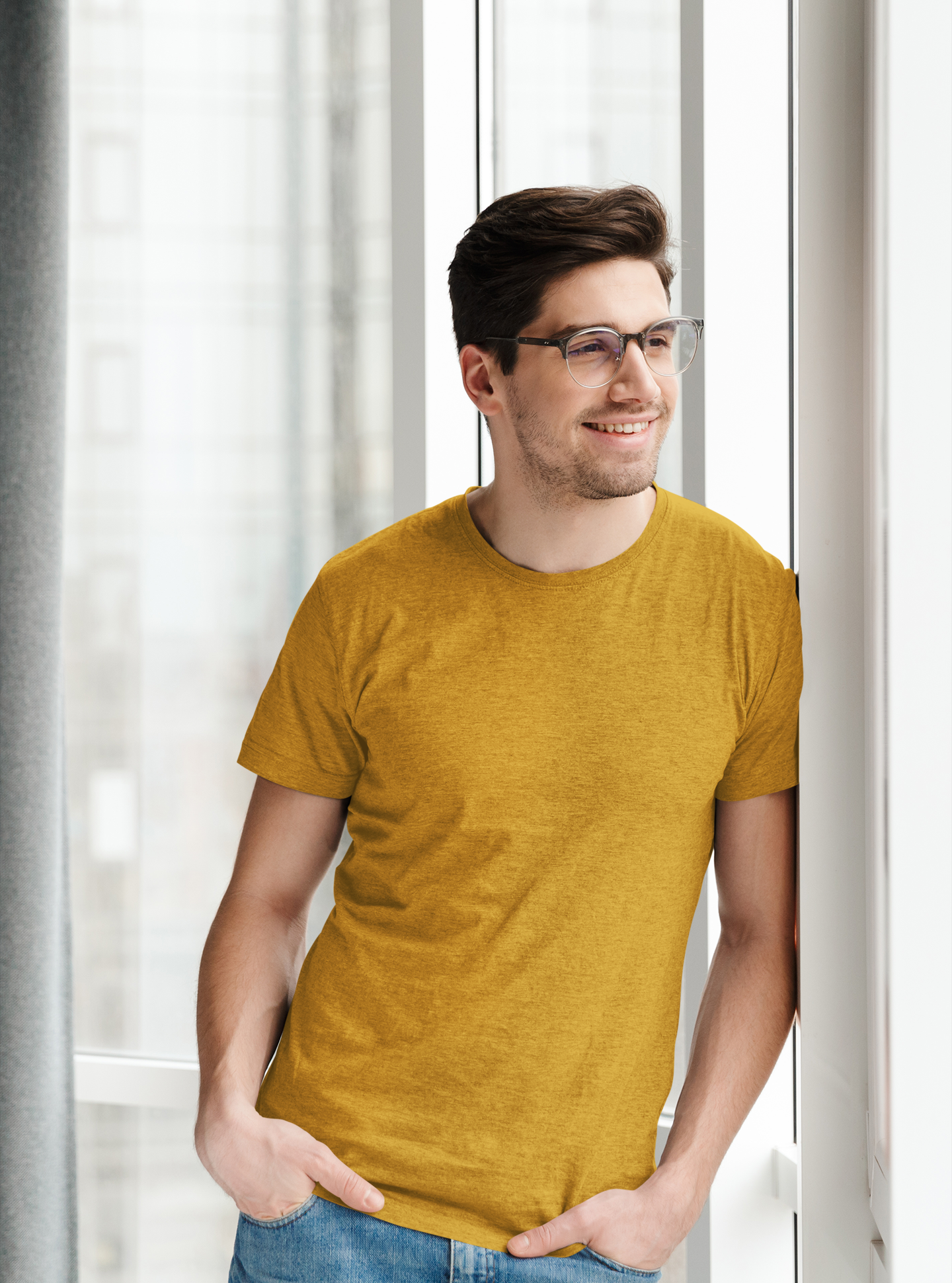 Premium Half Sleeve T-Shirt in Mustard Yellow