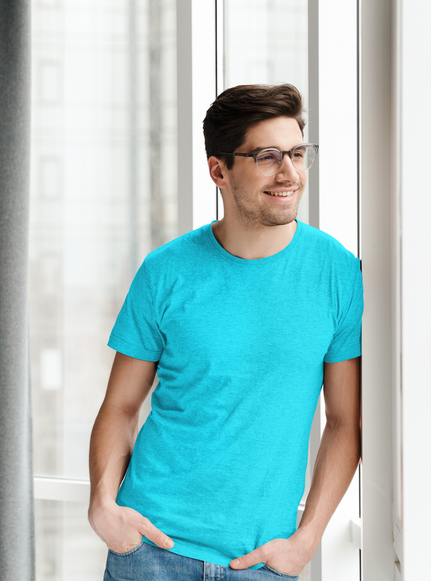 Premium Half Sleeve T-Shirt in Sky Blue