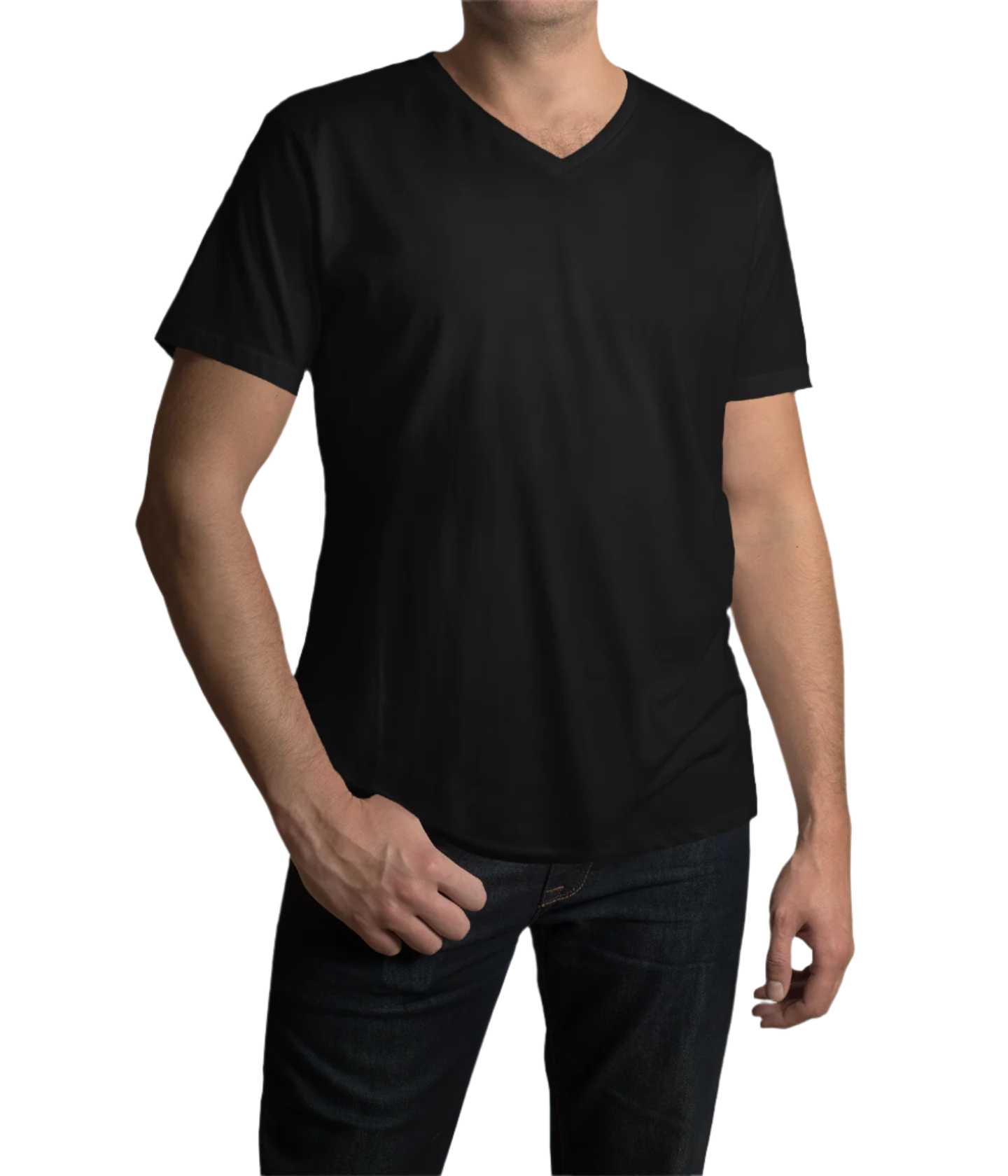 Male Vneck Half Sleeve Black