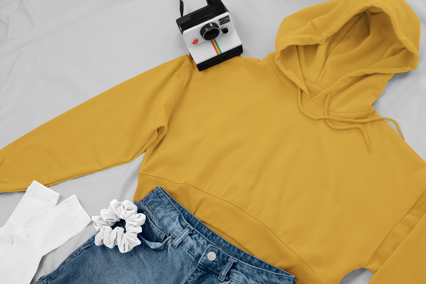 Female Crop Hoodies Mustard Yellow