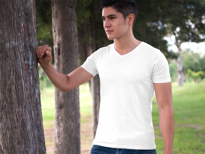 Male Vneck Half Sleeve White