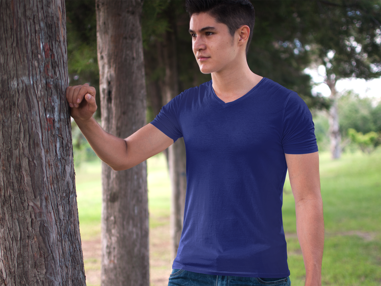 Male Vneck Half Sleeve Royal Blue