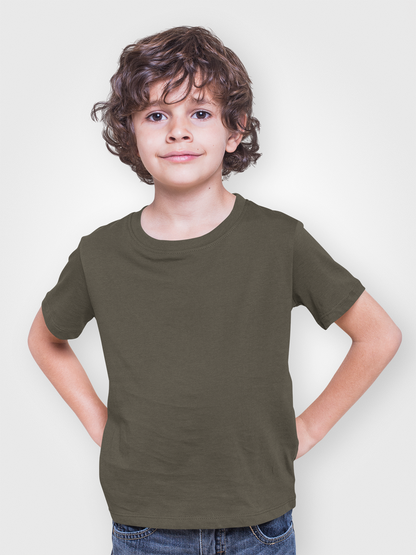 Boy Round Neck Half Sleeve Classic Olive Green