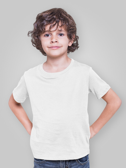 Boy Round Neck Half Sleeve Classic White