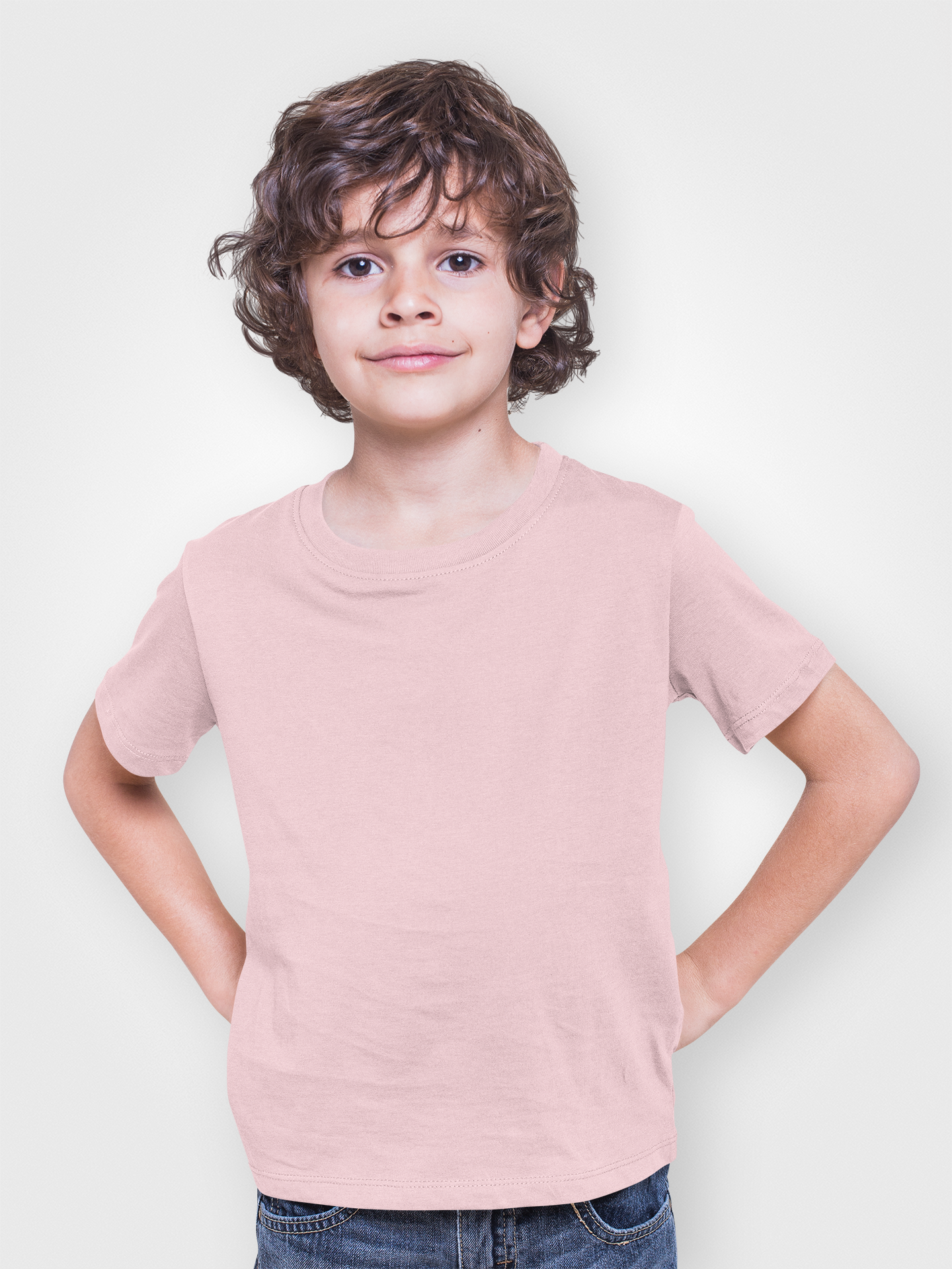 Boy Round Neck Half Sleeve Classic Light Baby Pink