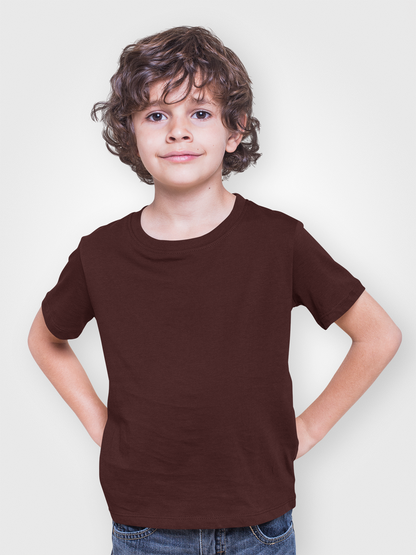 Boy Round Neck Half Sleeve t-shirt Coffee Brown