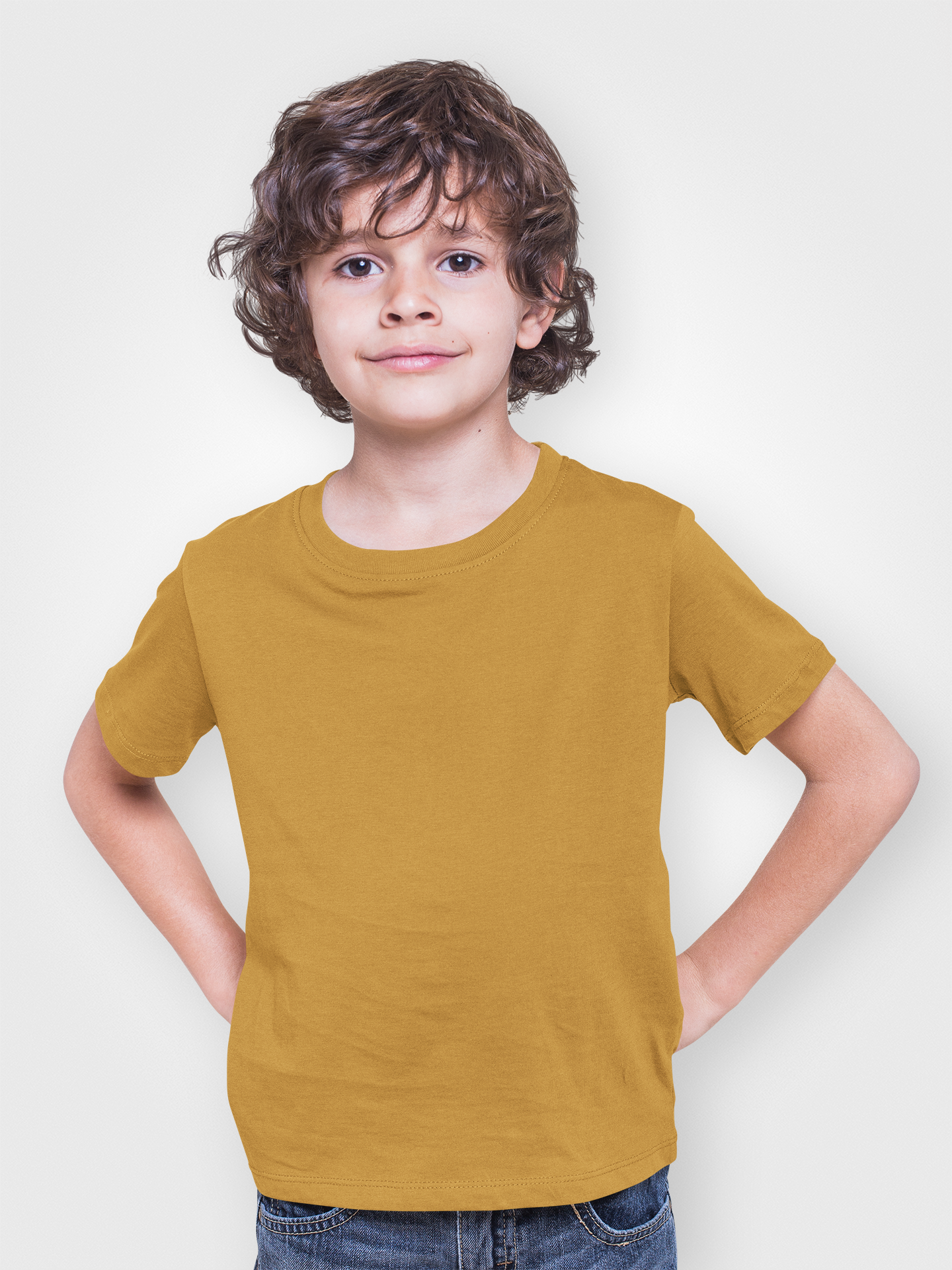 Boy Round Neck Half Sleeve Classic Mustard Yellow