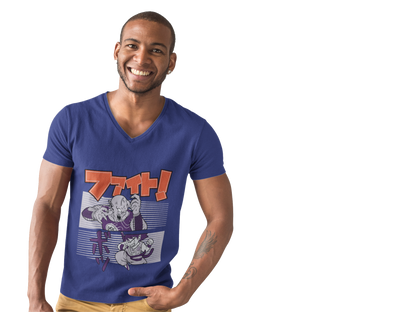 Male V-Neck Half Sleeve Classic Printed T-Shirt in Royal Blue