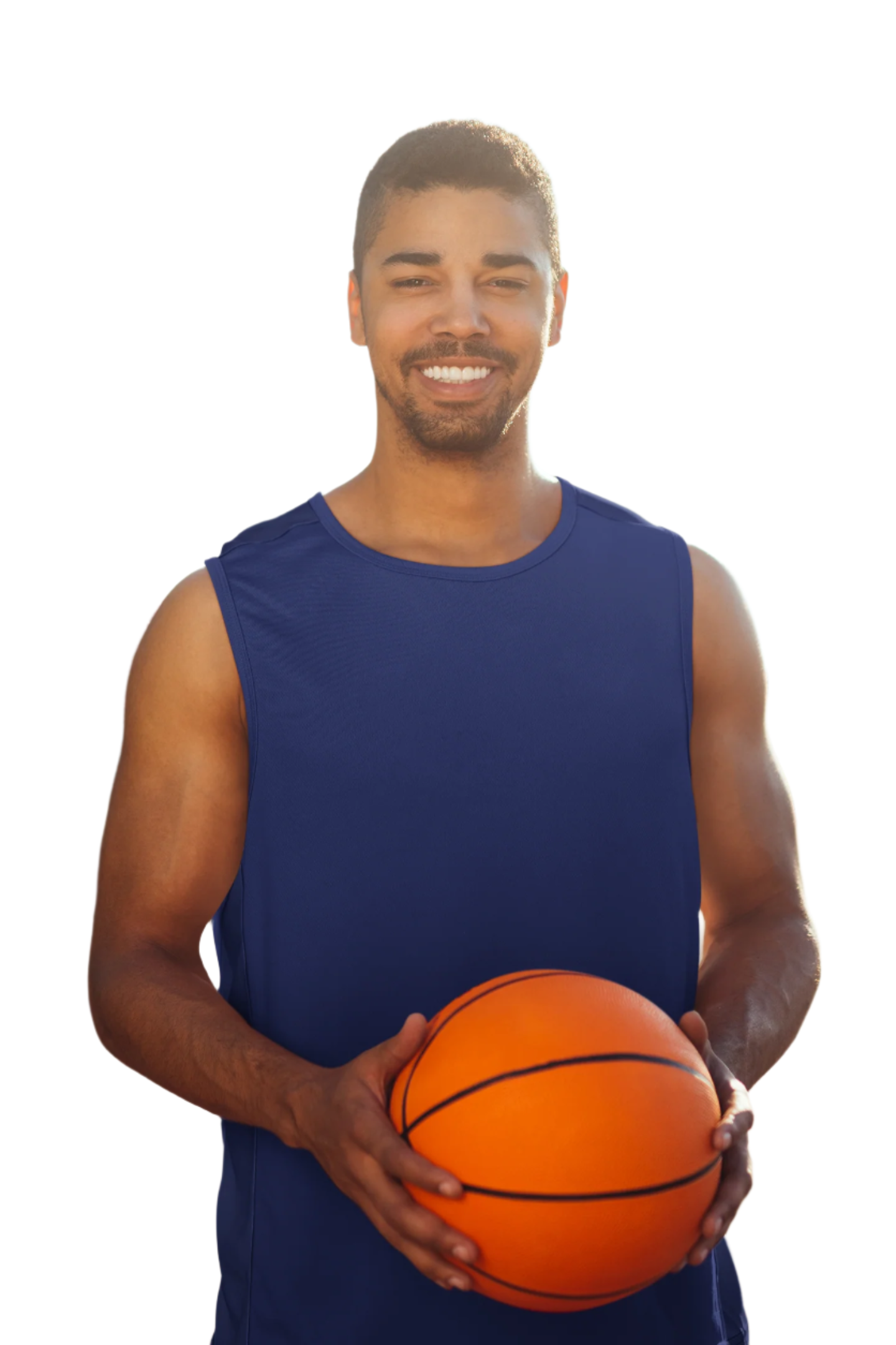 Male Round Neck Sleeveless Navy Blue