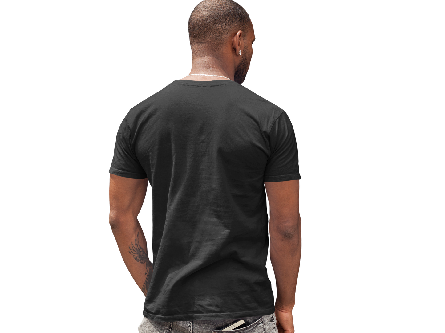 Male V Neck Half Sleeve Classic Printed black