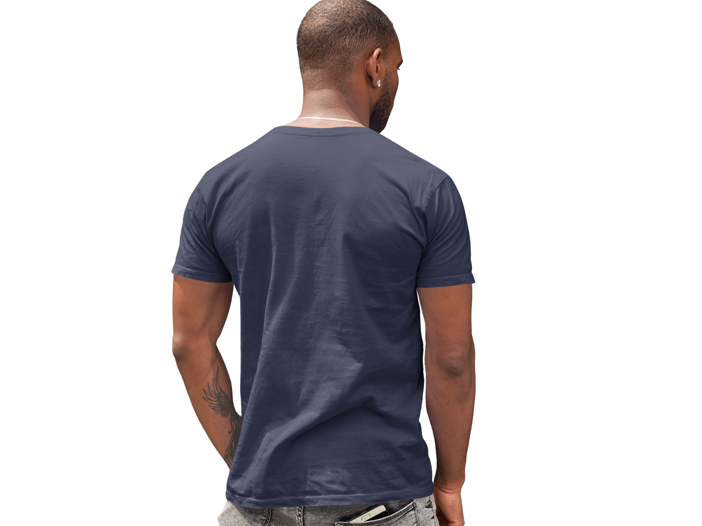 Male V-Neck Half Sleeve Classic Printed T-Shirt in Blue