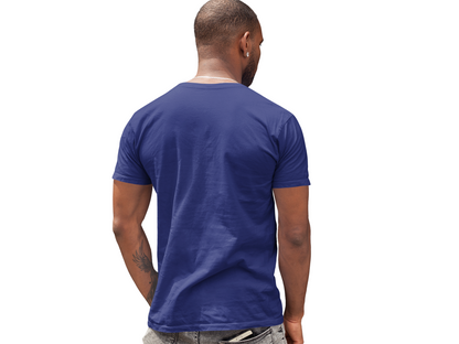 Male V-Neck Half Sleeve Classic Printed T-Shirt in Royal Blue