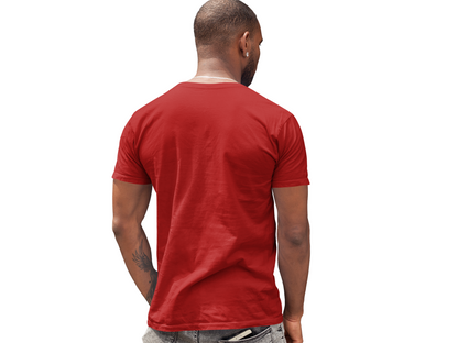 Male V-Neck Half Sleeve Classic Printed T-Shirt – Red