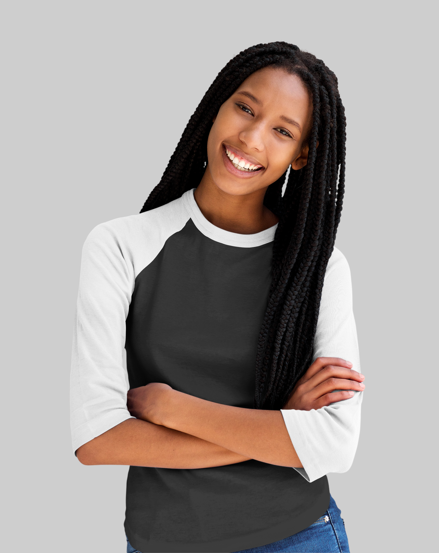 Female Raglan Full Sleeve White and Black