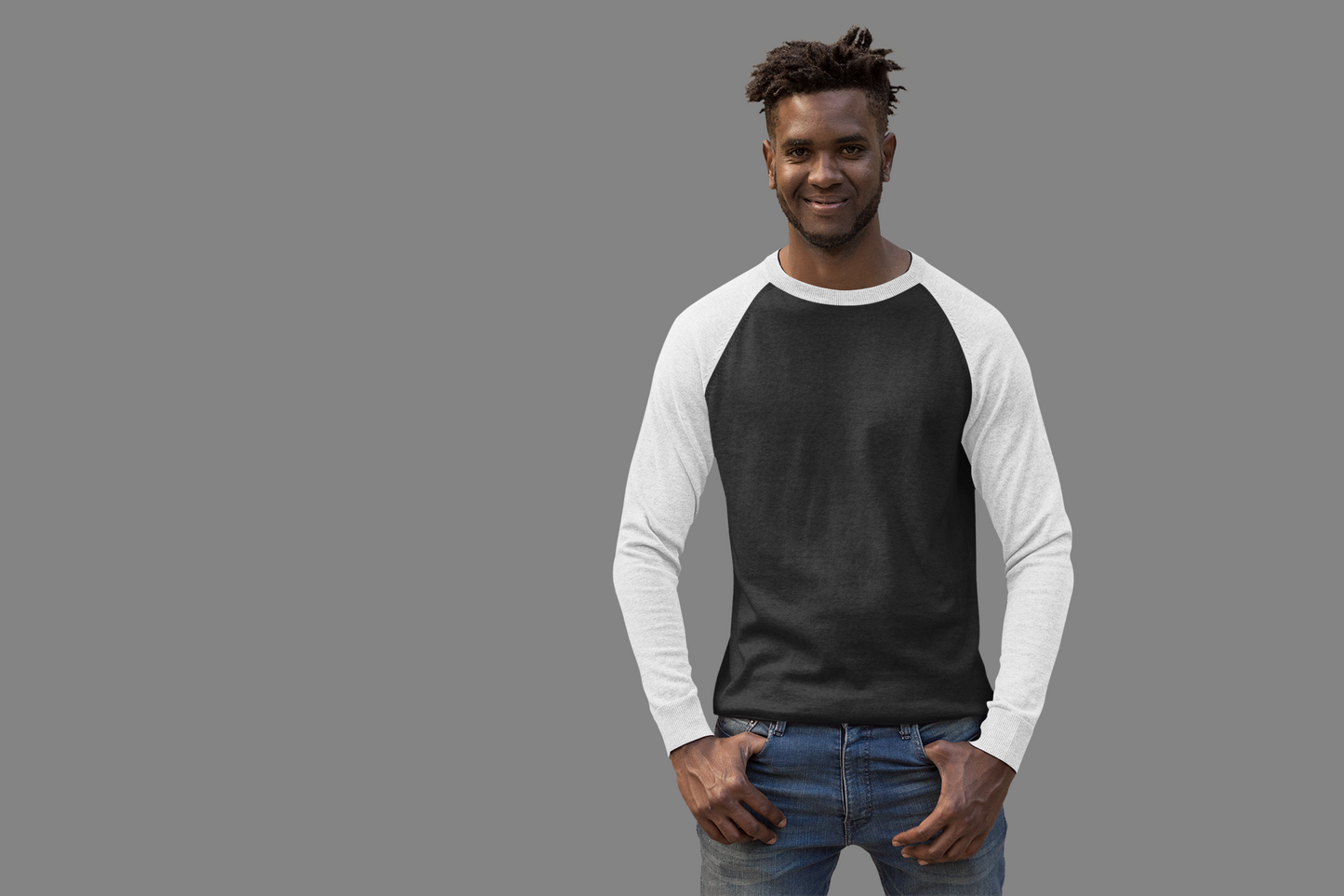 Male Raglan Full Sleeve White Black