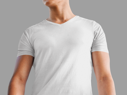 Male Vneck Half Sleeve White